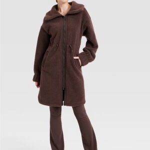 all in motion Brown Teddy Fleece Zip-Front Jacket